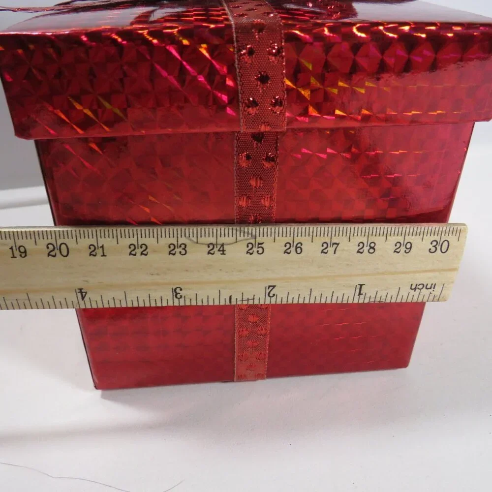 Red Holographic Gift Box, Bow, & Gift Tag (Fits most Ceramic Coffee mugs)